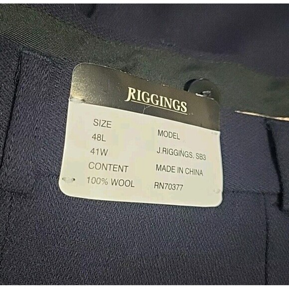 J.Riggings VTG Mens 41W 39In Unhemmed New Navy Pleated Dress Pants Wool Textired - Picture 2 of 10